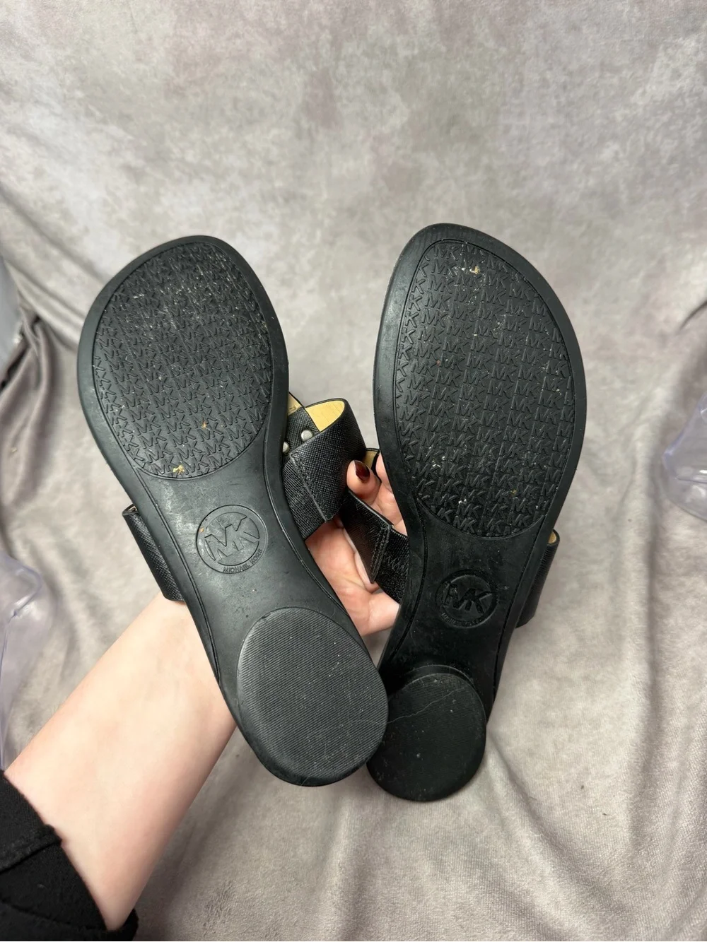 Michael Kors Black MK Logo Thong Sandals